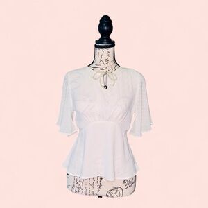 Express White Blouse with Flared Sleeves